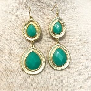💕 Tear drop Turquoise Earrings Dangle Matte Gold Fish hooks
